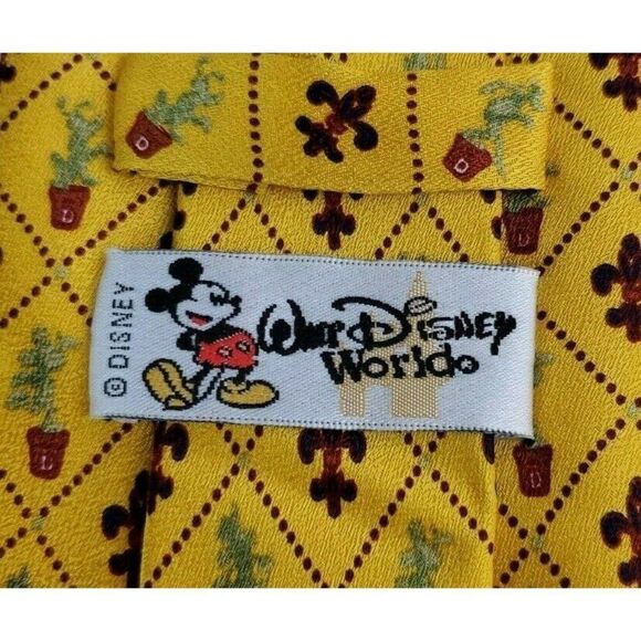 Walt Disney World Tie Yellow Fleur De Lis Silk - Picture 5 of 6